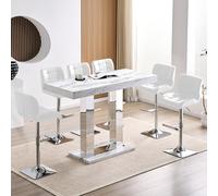 caprice large filo effect gloss bar table 6 candid white stools