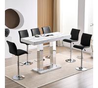 caprice large filo effect gloss bar table 6 ripple black stools