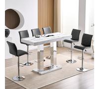 caprice large filo effect gloss bar table 6 ripple grey stools