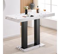 caprice large gloss bar table with black base in diva marble effect
