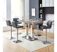 caprice large melange effect bar table 6 candid grey stools