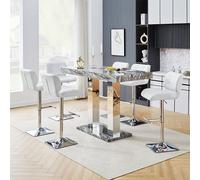 caprice large melange effect bar table 6 candid white stools