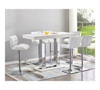 caprice large white gloss bar table 6 candid white stools