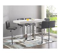 caprice large white gloss bar table 6 coco grey stools
