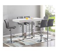 caprice large white gloss bar table 6 ripple grey stools