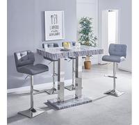caprice melange effect bar table with 4 candid grey stools