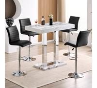 caprice small filo effect gloss bar table 4 ripple black stools