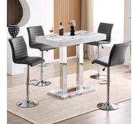caprice small filo effect gloss bar table 4 ripple grey stools
