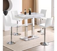 caprice small filo effect gloss bar table 4 ripple white stools