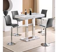 caprice small filo effect gloss bar table 4 ritz grey white stools