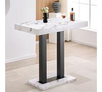 caprice small gloss bar table with black base in diva marble effect