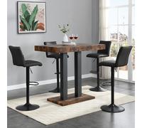 caprice small rustic oak bar table black base 4 ripple black stools