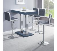caprice white grey gloss bar table 4 copez grey white stools