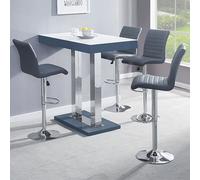 caprice white grey gloss bar table 4 ripple grey stools