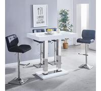 caprice white high gloss bar table 4 candid black stools