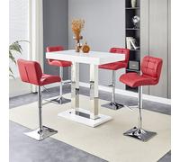 caprice white high gloss bar table 4 candid bordeaux stools
