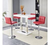 caprice white high gloss bar table 4 coco bordeaux stools