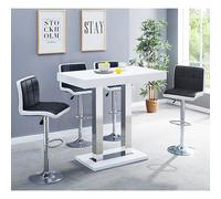 caprice white high gloss bar table 4 copez black white stools