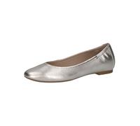 CAPRICE Women Ballet Flats Leather Elegant, Silver (Pearl Metallic), 4 UK