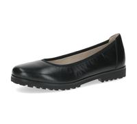 CAPRICE Women Ballet Flats Leather Round, Black (Black Nappa), 8 UK