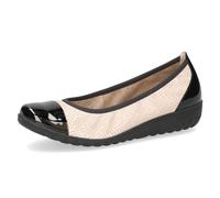 CAPRICE Women Ballet Flats Leather Round Toe, Beige (Beige Comb), 6.5 UK