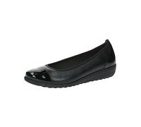 CAPRICE Women Ballet Flats Leather Wedge Heel, Black (Black Comb), 6 UK