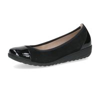 CAPRICE Women Ballet Flats Leather Wedge Heel, Black (Black Sue Comb), 6 UK