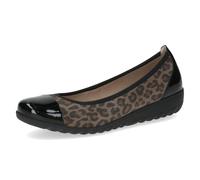 CAPRICE Women Ballet Flats Leather Wedge Heel, Multicolor (Black Leo Comb), 5 UK