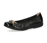 CAPRICE Women Ballet Flats Leather with Patent Finish, Black (Black Comb), 8 UK