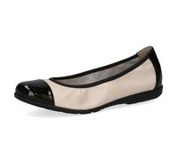 CAPRICE Women Ballet Flats Leather with Patent Finish, Multicolor (Cream/Black), 4 UK