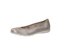 CAPRICE Women's Leather Ballet Flats with Hole Pattern, Taupe Metallic, 8.5 UK