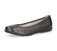 Caprice Women's Leather Ballet Flats Perforated Pattern Ocean Softnap UK 7