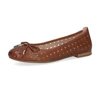 CAPRICE Women Ballet Flats Leather with Perforated Pattern, Brown (Cognac Nappa), 8 UK