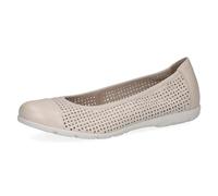CAPRICE Women Ballet Flats Leather with Perforated Pattern, Cream (Cream Perlato), 4 UK