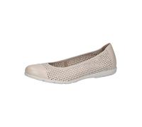 CAPRICE Women Ballet Flats Leather with Perforated Pattern, Cream (Cream Perlato), 8 UK