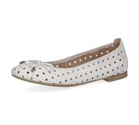CAPRICE Women Ballet Flats Leather with Perforated Pattern, White (White Nappa), 7.5 UK