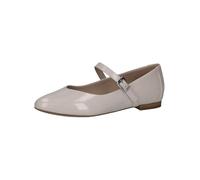 CAPRICE Women Ballet Flats Leather with Velcro Closure, Cream (Snow Naplak), 4 UK