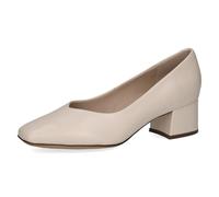 CAPRICE Women Pumps Leather Low Heel, Cream (Cream Perlato), 7.5 UK