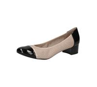 CAPRICE Women Pumps with Perforated Pattern Low Heel, Multicolor (Beige/Black), 5.5 UK