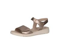 CAPRICE Women Sandals flat Leather Comfortable, Beige (Taupe Metallic), 4 UK