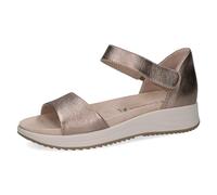 CAPRICE Women Sandals Flat Leather Comfortable, Beige (Taupe Metallic), 6 UK
