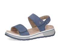 CAPRICE Women Sandals Flat Leather Comfortable, Blue (Jeans Nubuc), 6 UK