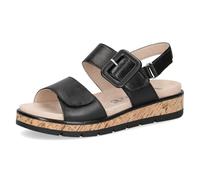 CAPRICE Women Sandals flat Leather Platform, Black (Black Nappa), 6 UK