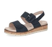 CAPRICE Women Sandals Flat Leather Platform, Blue (Ocean Suede), 7.5 UK