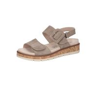 CAPRICE Women Sandals flat Leather Platform, Brown (Taupe Suede), 3.5 UK