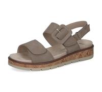 CAPRICE Women Sandals Flat Leather Platform, Brown (Taupe Suede), 8 UK