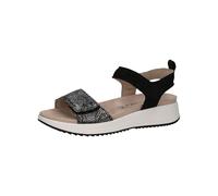CAPRICE Women Sandals flat Leather with Hook-and-Loop Closure, Black (Black Comb), 6.5 UK