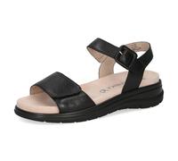 CAPRICE Women Sandals Flat Leather with Hook-and-Loop Closure, Black (Black Nappa), 4 UK
