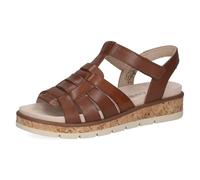 CAPRICE Women Sandals Flat Leather with Hook-and-Loop Closure, Brown (Cognac Nappa), 7.5 UK