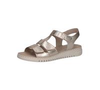 CAPRICE Women Sandals flat Leather with Hook-and-Loop Closure, Metallic (Platin Metal.), 5 UK